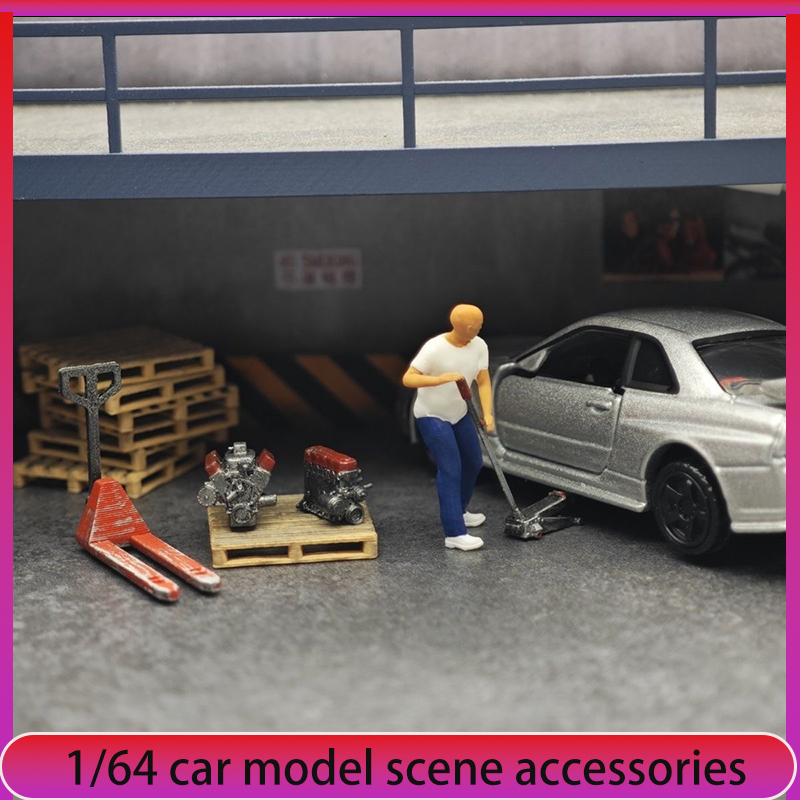Car Accessories Shop - 1:64 ديكورات مشهد متجر إصلاح نموذج